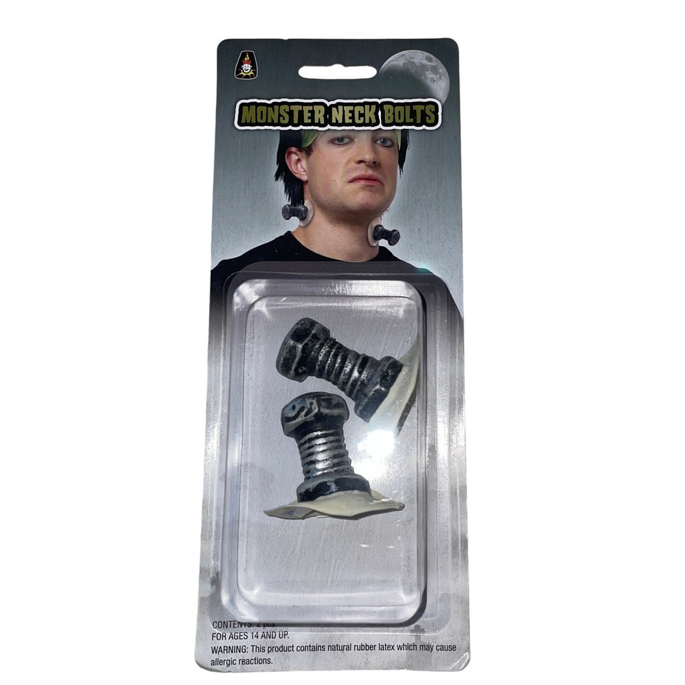 LATEX SILVER NECK BOLTS MONSTER FRANKENSTEIN COSTUME MAKEUP NEW